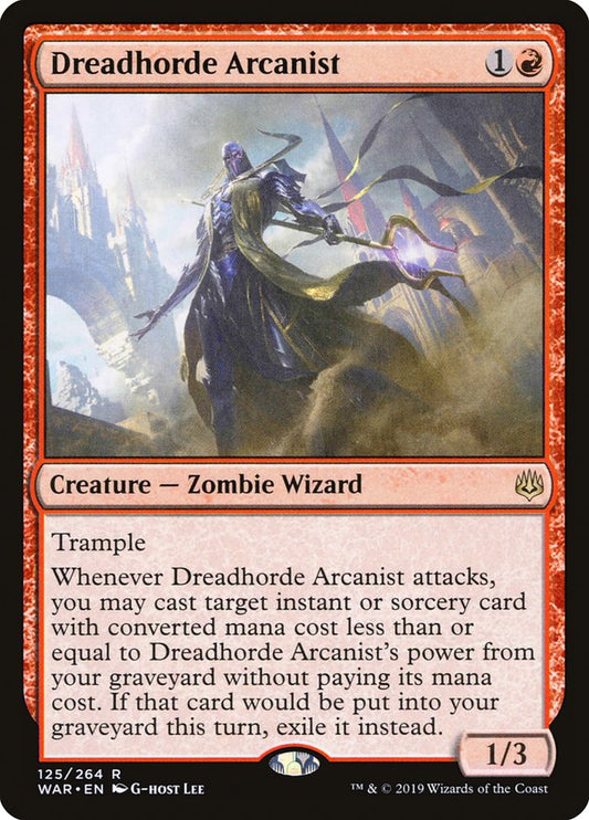 This Is An Image Of The Magic The Gathering Card Dreadhorde Arcanist From The Set War of the Spark - Designed By Artist G-host Lee