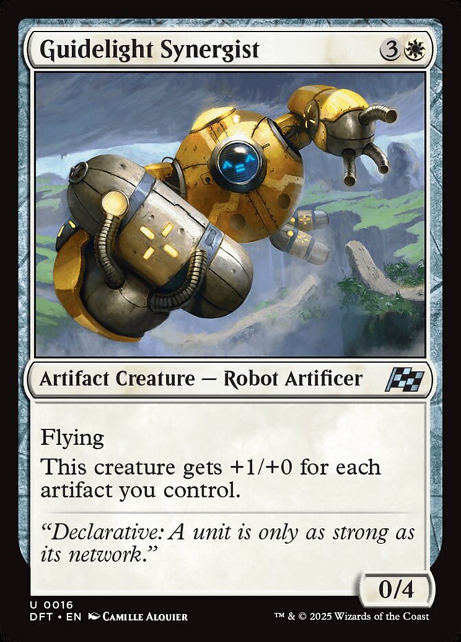 This Is An Image Of The Magic The Gathering Card Guidelight Synergist From The Set Aetherdrift - Designed By Artist Camille Alquier