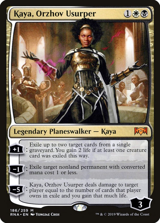 This Is An Image Of The Magic The Gathering Card Kaya, Orzhov Usurper From The Set Ravnica Remastered - Designed By Artist Yongjae Choi