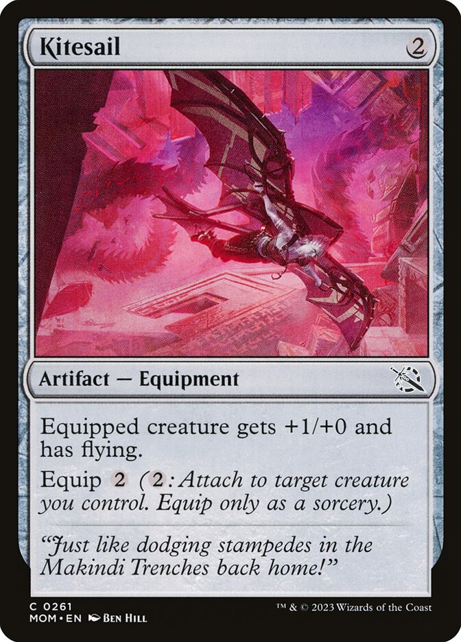 This Is An Image Of The Magic The Gathering Card Kitesail From The Set March of the Machine - Designed By Artist Ben Hill