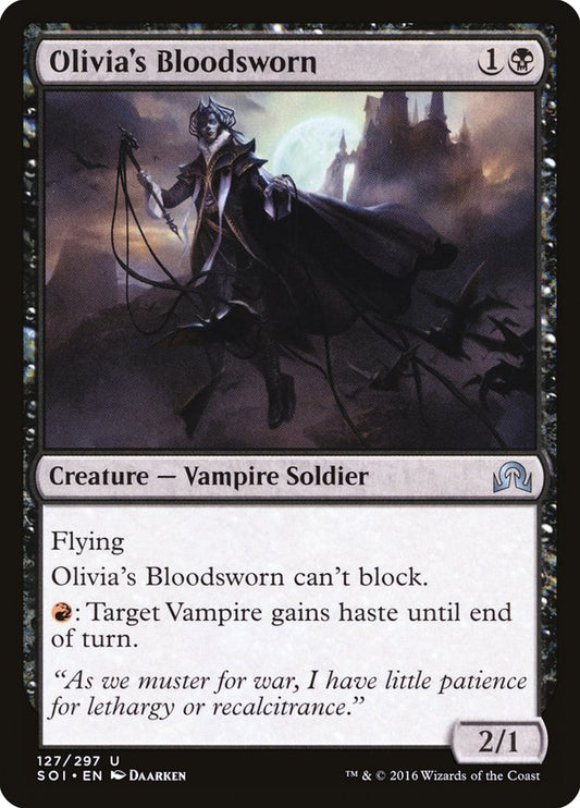 This Is An Image Of The Magic The Gathering Card Olivia's Bloodsworn From The Set Shadows over Innistrad - Designed By Artist Daarken