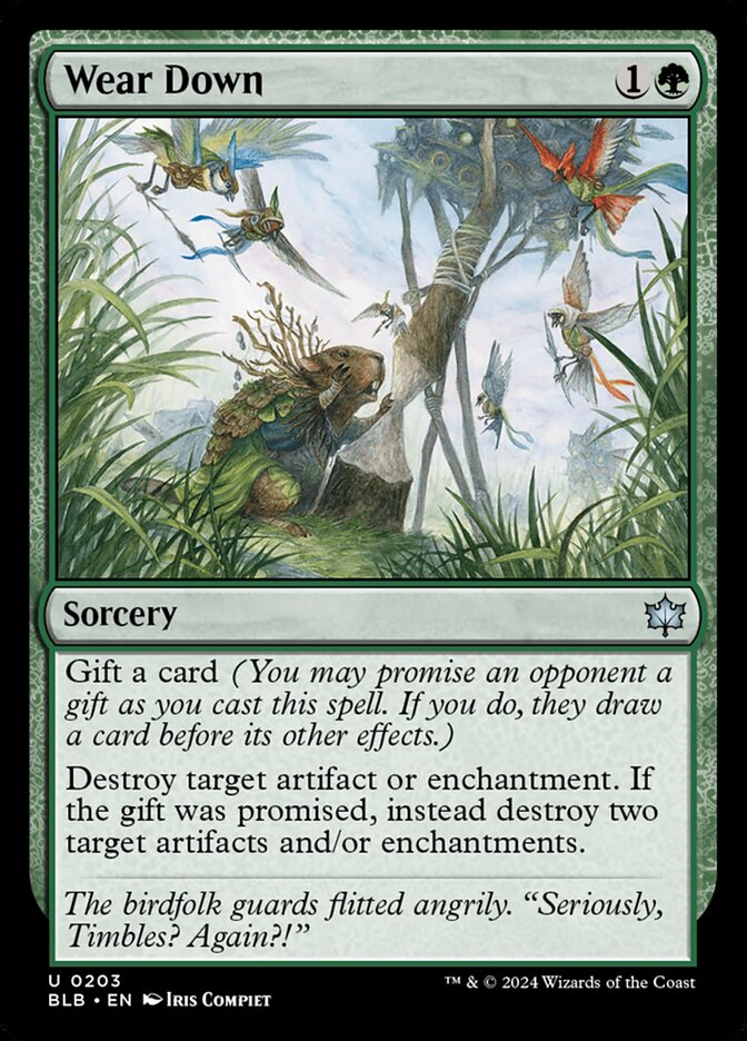 This Is An Image Of The Magic The Gathering Card Wear Down From The Set Bloomburrow - Designed By Artist Iris Compiet