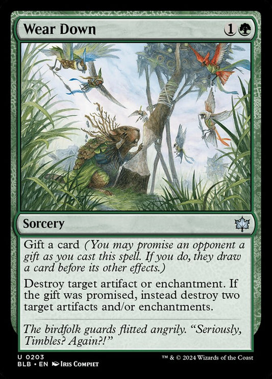 This Is An Image Of The Magic The Gathering Card Wear Down From The Set Bloomburrow - Designed By Artist Iris Compiet