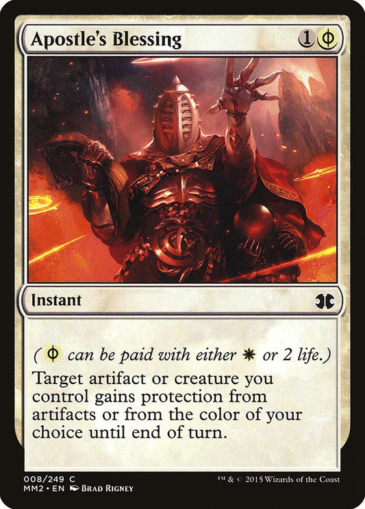 This Is An Image Of The Magic The Gathering Card Apostle's Blessing From The Set Modern Masters 2015 - Designed By Artist Brad Rigney