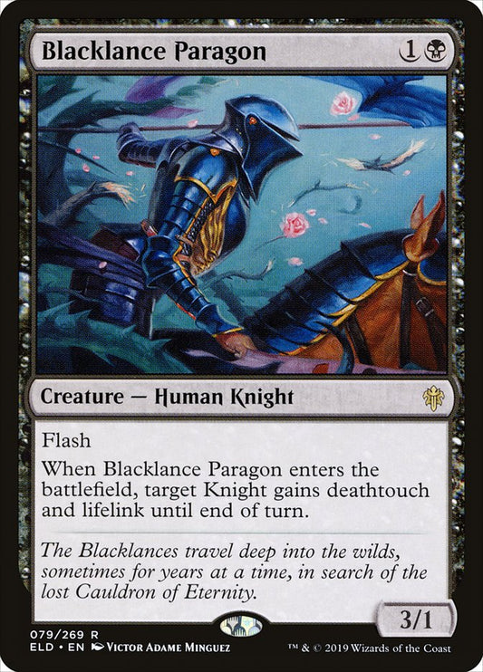 This Is An Image Of The Magic The Gathering Card Blacklance Paragon From The Set Throne of Eldraine - Designed By Artist Victor Adame Minguez