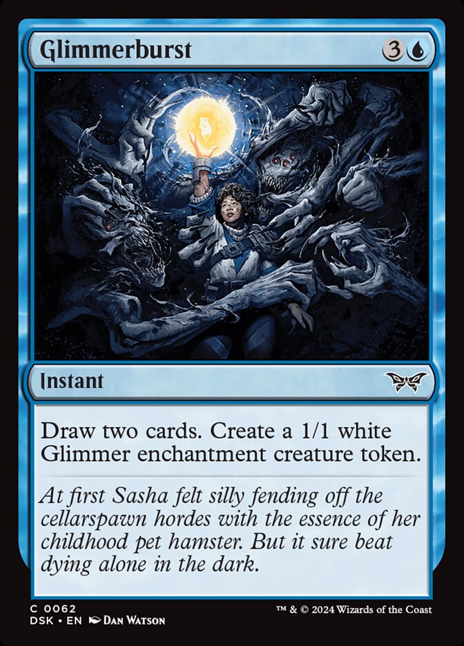 This Is An Image Of The Magic The Gathering Card Glimmerburst From The Set Duskmourn: House of Horror - Designed By Artist Dan Watson