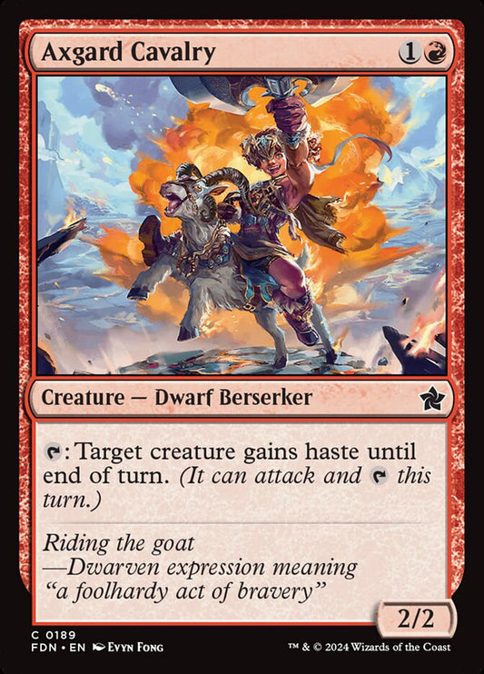 This Is An Image Of The Magic The Gathering Card Axgard Cavalry From The Set Foundations - Designed By Artist Evyn Fong