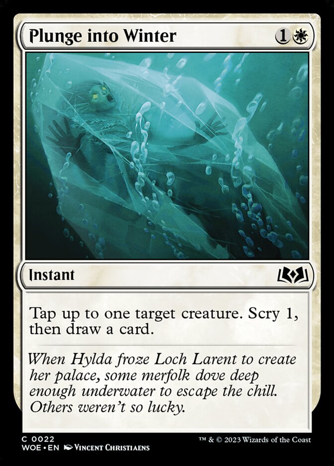This Is An Image Of The Magic The Gathering Card Plunge into Winter From The Set Wilds of Eldraine - Designed By Artist Vincent Christiaens