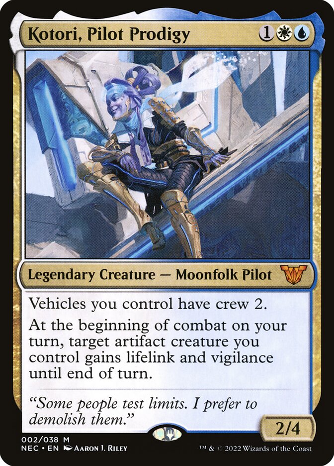 This Is An Image Of The Magic The Gathering Card Kotori, Pilot Prodigy From The Set Neon Dynasty Commander - Designed By Artist Aaron J. Riley