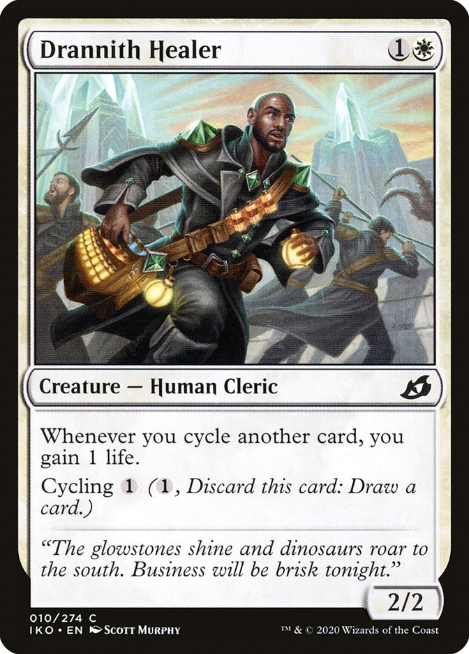This Is An Image Of The Magic The Gathering Card Drannith Healer From The Set Ikoria: Lair of Behemoths - Designed By Artist Scott Murphy