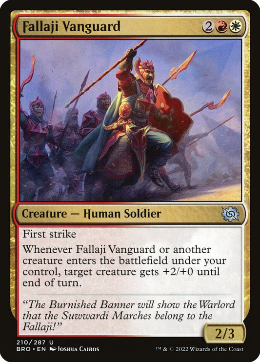 This Is An Image Of The Magic The Gathering Card Fallaji Vanguard From The Set The Brothers' War - Designed By Artist Joshua Cairos
